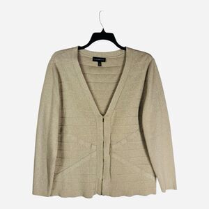 Lane Bryant Zip Front Cardigan Jacket Size 22/24 Gold Metallic Formal Evening